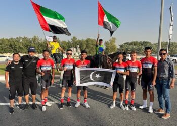 Terengganu Polygon Cycling Team cemerlang menutup Jelajah Sharjah di Emiriah Arab Bersatu sebagai pasukan terbaik menerusi catatan masa 19 jam 53 minit 14 saat. – IHSAN TSG