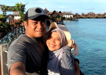 GAMBAR kenangan Amirah Hashim bersama Aizuddin Abd Razak yang meninggal dunia kerana jangkitan Covid-19.