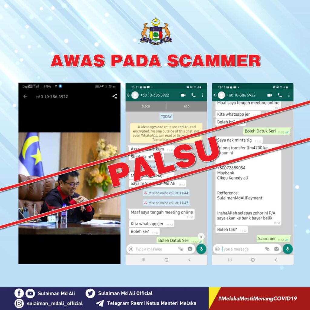 Scammer Guna Nama Dan Gambar Ketua Menteri Melaka - Utusan Malaysia