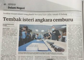 KERATAN akhbar Utusan Malaysia semalam.