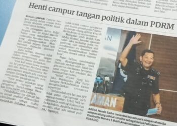 KERATAN akhbar Utusan Malaysia semalam.