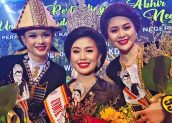 UNK 2019, Francisca Ester Nain semasa dinobatkan sebagai pemenang ratu cantik UNK ketika pertandingan akhir di Hongkod Koisaan, KDCA-Gambar Ihsan Facebook UNK Sabah