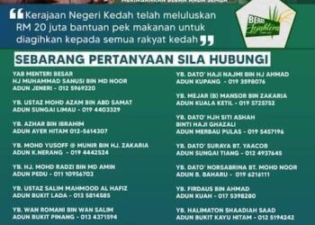 POSTER informasi mengenai kerajaan negeri meluluskan RM20 juta untuk bantuan pek makanan kepada semua rakyat Kedah yang tular di media sosial. - UTUSAN/MEDIA SOSIAL