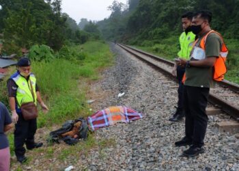 LOKASI mangsa maut diseret kereta api berhampiran Kampung Tiong, Gua Musang, Kelantan hari ini.