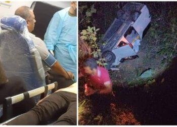 GAMBAR tular di media sosial kejadian kemalangan di Kilometer 8 Jalan Kuala Pilah-Batu Kikir, Kuala Pilah malam tadi yang membabitkan Dollah Salleh.