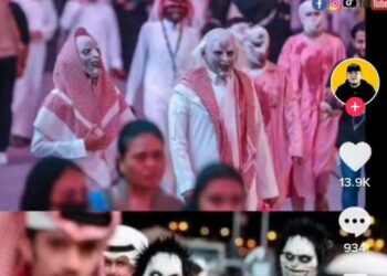 TANGKAP layar video sebahagian masyarakat Arab yang mengambil bahagian dalam sambutan Halloween yang tular dalam media sosial, semalam.