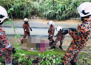 ANGGOTA bomba mengangkat mangsa yang berubah fikiran bunuh diri dalam kejadian di Jalan Ngee Heng, Johor.