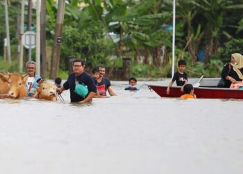 MEREDAH air banjir adalah pengalaman biasa bagi penduduk yang menetap di Tumpat, Kelantan. 
– UTUSAN/ZULHANIFA SIDEK