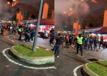 PERGADUHAN yang tercetus di luar Stadium Bola Sepak Kuala Lumpur, Cheras, Jumaat lalu mencemari Liga M.