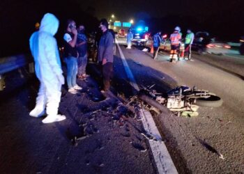 MANGSA meninggal dunia di tempat kejadian akibat kecederaan parah di kepala dalam kemalangan di kilometer 196.3 PLUS arah Selatan.