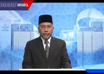 IDRIS Ahmad ketika berucap merasmikan Seminar Falak Nusantara (Saras) 2021 secara dalam talian hari ini. 