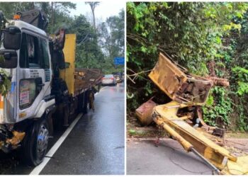 SEBUAH jentera JCB yang jatuh dari sebuah lori treler yang mengangkutnya telah menyebabkan nahas lima buah kenderaan dalam kejadian di Jalan Pantai-Jelebu dekat Bukit Tangga, Seremban petang tadi.