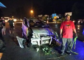 KEADAAN salah sebuah kenderaan yang terlibat dalam kemalangan sehingga mengorbankan pasangan suami isteri di Kilometer 65.5 Jalan Alor Setar - Butterworth, Padang Temusu, Sungai Petani semalam.