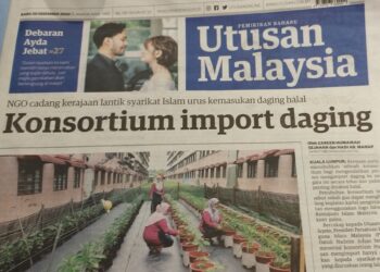 KERATAN akhbar Utusan Malaysia semalam.