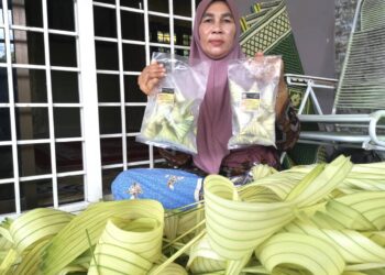 NORMA Adam menunjukkan ketupat sejuk beku yang dihasilkan di Kampung Gong Manak, Pasir Puteh, Kelantan. - UTUSAN/TOREK SULONG