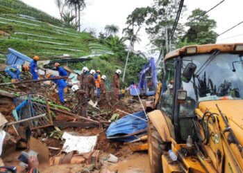 KEADAAN rumah mangsa yang tertimbus dalam kejadian runtuhan tanah di Cameron Highlands hari ini.