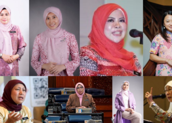 (DARI ATAS, KIRI) Noraini Ahmad, Nurul Izzah Anwar,  Rina Harun, Hannah Yeoh, Nancy Shukri, Siti Zailah Mohd Yusoff, Young Syefura Othman dan Wan Azizah Ismail.