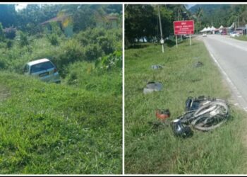 LOKASI kemalangan di Kilometer 24, Jalan Seremban-Simpang Pertang, Negeri Sembilan  yang meragut nyawa Rahman Segher dan Saerah Abdullah, semalam. - MEDIA SOSIAL