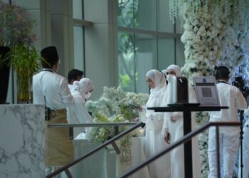 Suasana di sekitar Hotel Grand Hyatt Kuala Lumpur di mana majlis pernikahan Neelofa dan PU Riz akan berlangsung sebentar lagi.