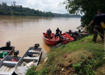 OPERASI mencari mangsa yang hanyut di Sungai Puas di Jerantut, Pahang diteruskan lagi hari ini.