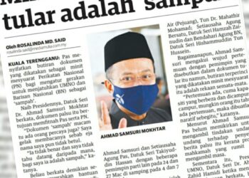 KERATAN laporan Utusan Malaysia hari ini.