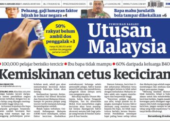 LAPORAN muka depan Utusan Malaysia semalam.