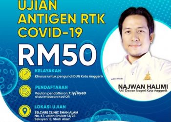 POSTER ujian saringan Covid-19 pada kadar harga RM50 ditawarkan oleh Mohd. Najwan.