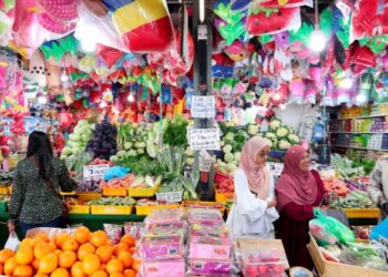 PENGGUNA memilih pelbagai jenis sayur dan buah-buahan yang dijual di Cameron Highlands, Pahang. - GAMBAR HIASAN