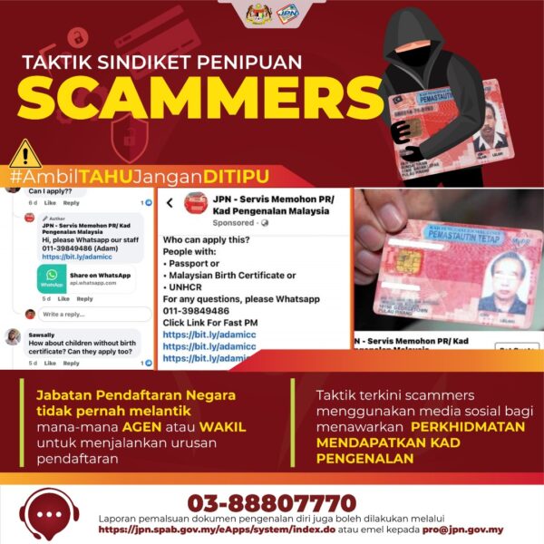 Waspada taktik scammers tawar khidmat mohon MyKad- JPN - Utusan 