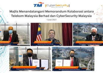 MAJLIS menandatangani memorandum kolaborasi antara TM dan CyberSecurity Malaysia yang diadakan
secara maya, semalam.