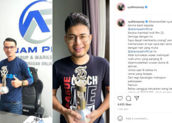 TANGKAP layar akaun Instagram Syafie Naswip mengenai individu yang membeli trofi FFM25 miliknya.