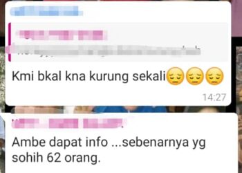 TANGKAP layar perbualan menerusi aplikasi WhatsApp yang mendakwa pelaksanaan PKPD di kawasan kampung sekitar tapak bina kuaters Tenaga Nasional Berhad (TNB) di Kuala Berang.