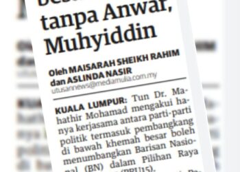 KERATAN laporan muka depan Utusan Malaysia Jumaat lalu.