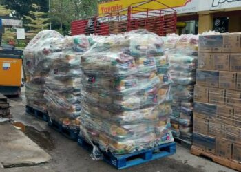 SEBAHAGIAN barangan yang disediakan oleh UMNO Bahagian Alor Setar untuk disumbangkan kepada  mangsa banjir di Selangor, hari ini.