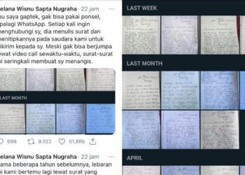 TULAR dalam Twitter mengenai seorang ibu mengirimkan berpucuk-pucuk surat kepada anaknya sebagai medium berkomunikasi. -TWITTER