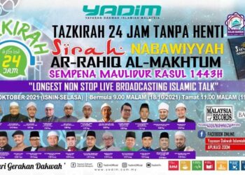 YADIM menganjurkan program tazkirah 24 jam tanpa henti sekali gus diiktiraf Malaysia Book Of Records.